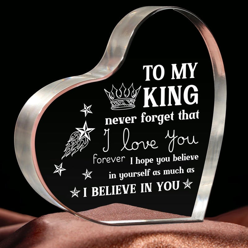 Milcier Gifts for Boyfriend  I Love You Gifts for Him  Men's Anniversary Heart Shaped Acrylic Block - Birthday Gifts for Him Boyfriend Husband  Valentines Day Gifts - Image 1